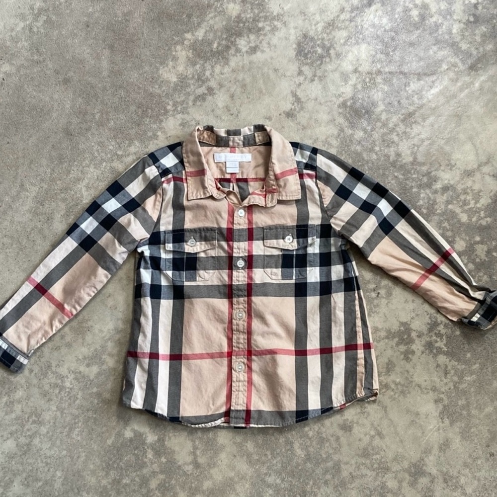 Burberry nova check button down shirt kids size 2T Long Sleeve